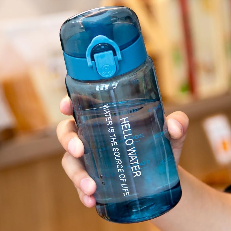 

550ml Sports Water Bottle, Large-Capacity Transparent Scale Cup with Straight Drinking Bouncing Lid Outdoor Portable Kettle 550ml синій