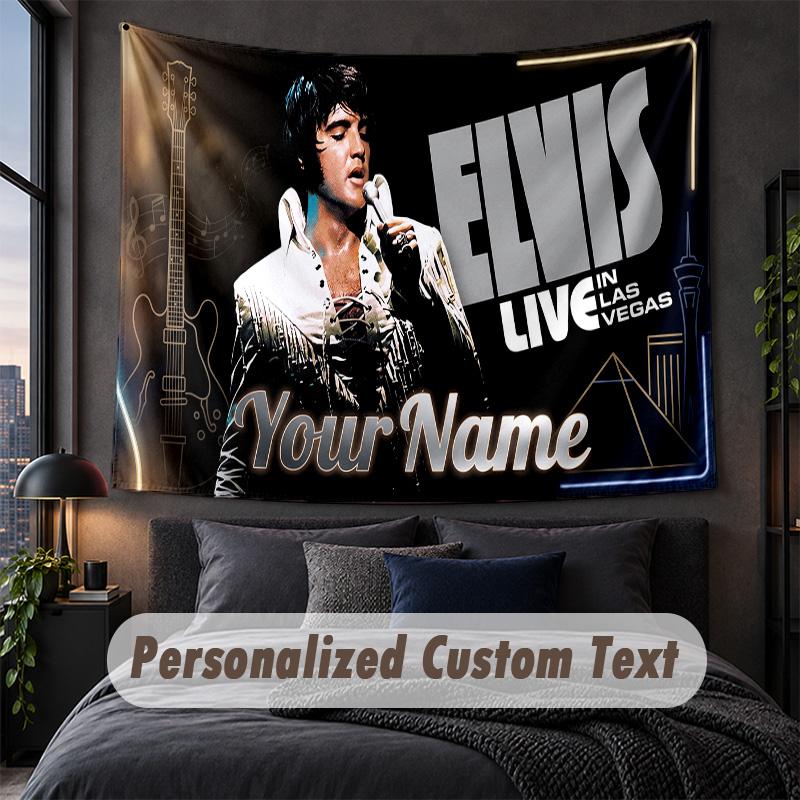Custom Name Text Tapestry,Elvis Presley Decorative Wall Hanging, Background Tapestry For Home Bedroom