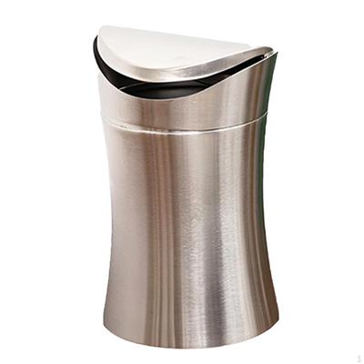 For The Worktop Made of Brushed Stainless Steel, Compact Trash Can, Modern Desk Waste Bucket,
