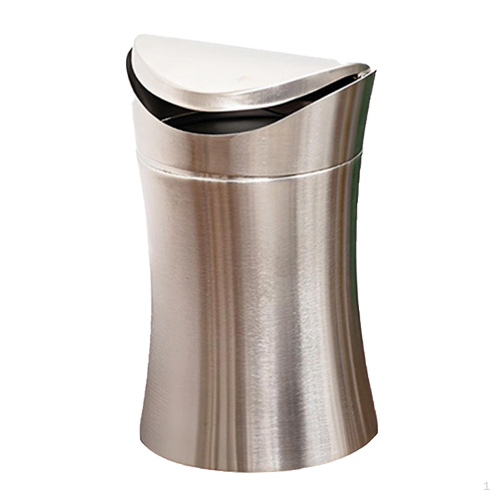 

for The Worktop Made of Brushed Stainless Steel, Compact Trash Can, Modern Desk Waste Bucket, Argent
