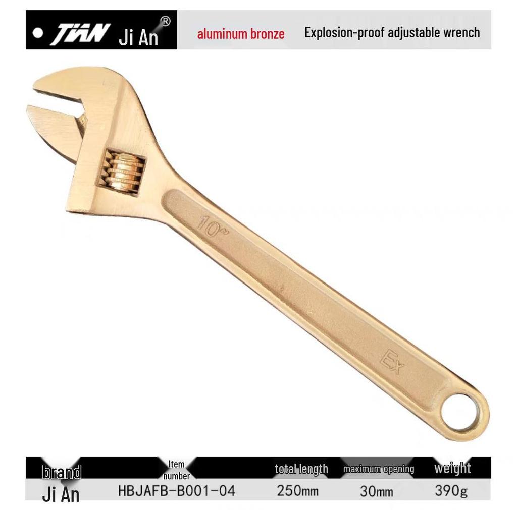 Explosion-Proof Beryllium Copper Adjustable Wrench - Sizes: 6", 8", 10", 12", 15", 18", 24"