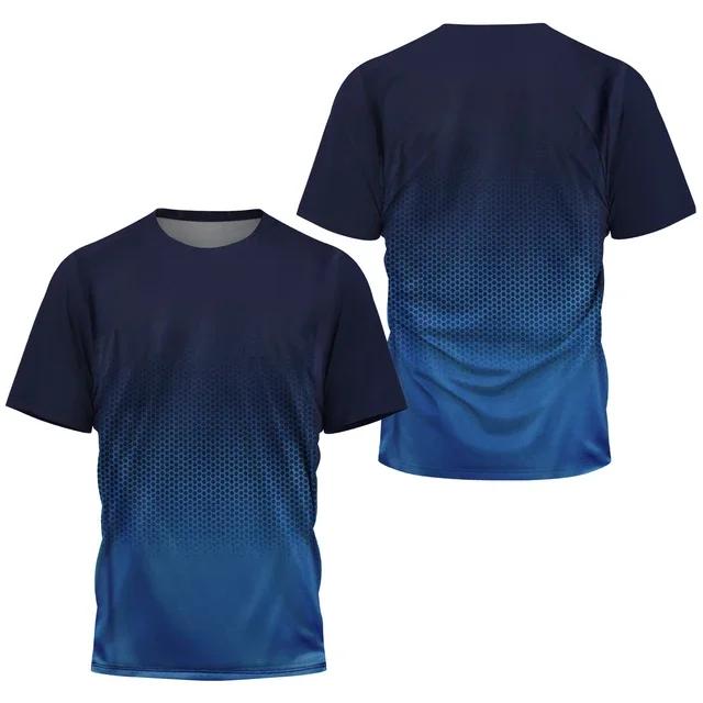 Fashion Gradient Stripe Print T Shirt For Men Badminton Table Tennis Training Clothing Summer Tops Casual O-neck Sports T-Shirts