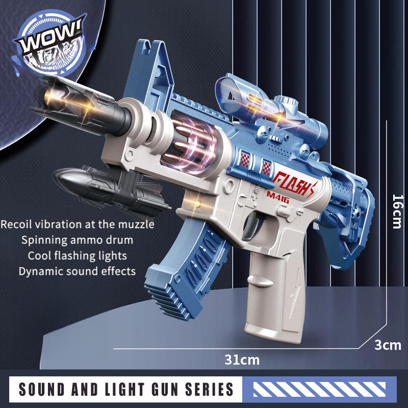 Electric Sound Light LED Toy Gun Spinning Submachine Gun Prop Vibrating Voice Rifle Music Flash Gun Boys Birthday Gift