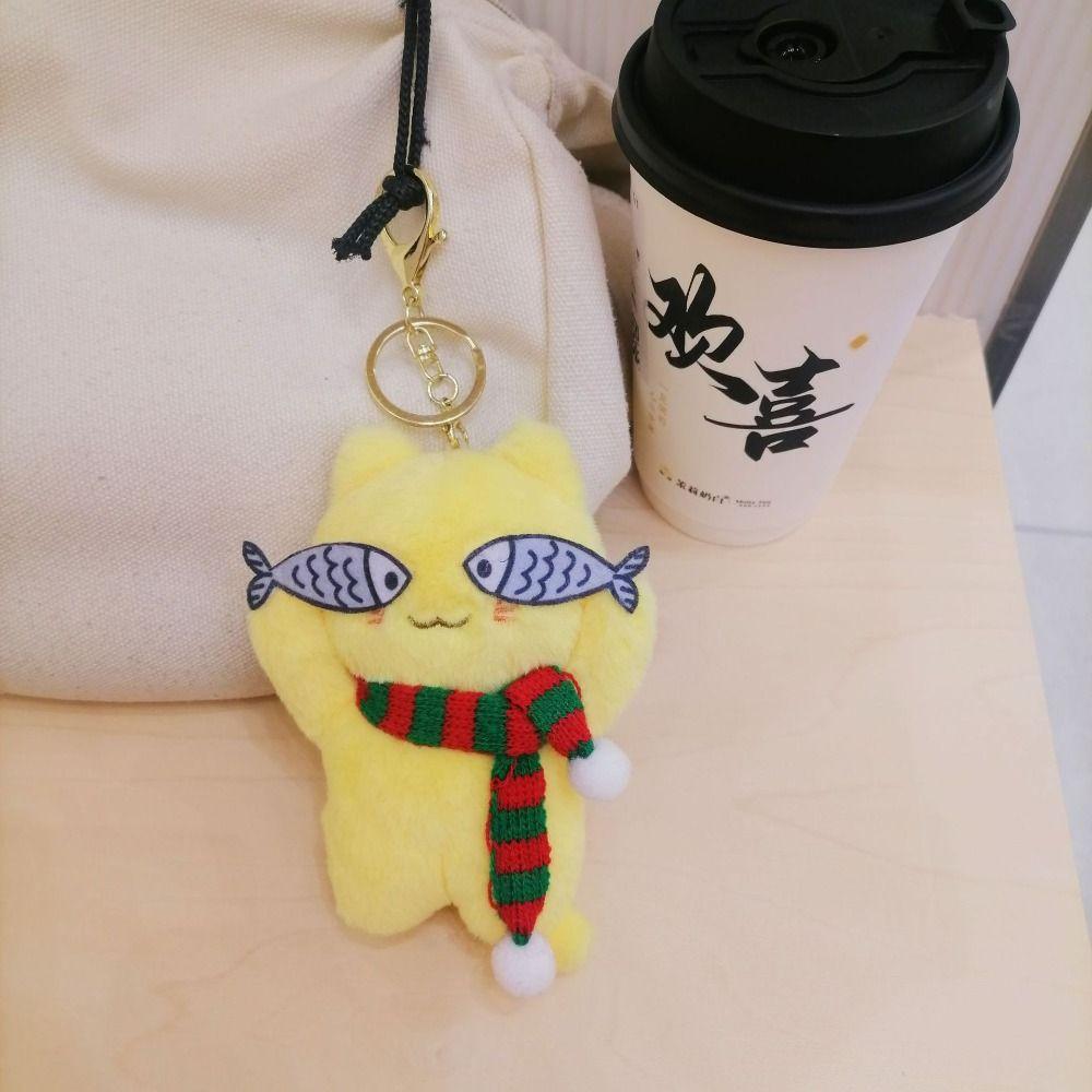 With Fish Eyes Finely Sewn Cat Keychain Cat Cat Plush Keychain  Kids Gift