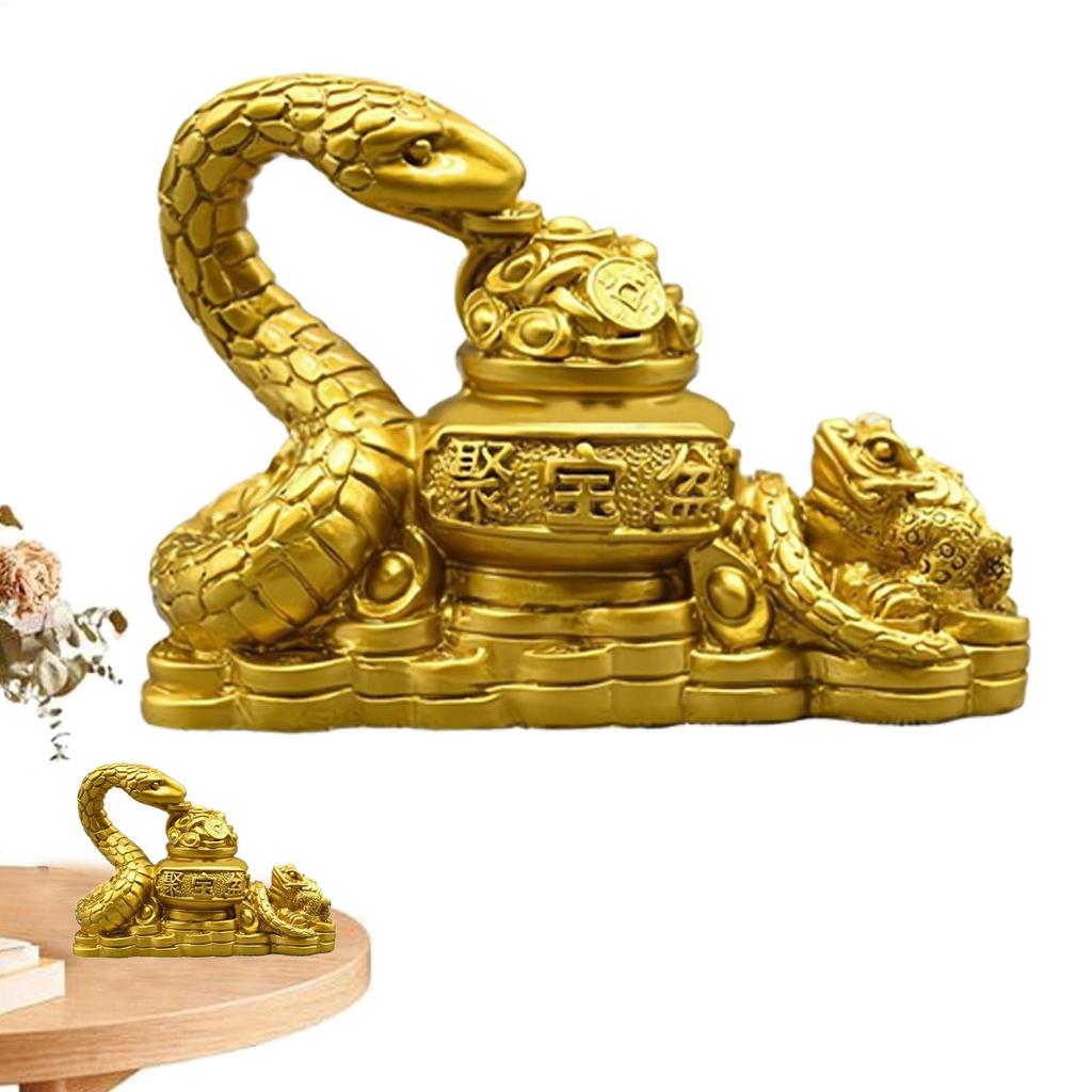 Feng Shui Sculpture Craft Resin Snake Ornaments Feng Shui Fortune Statue Wealth Figurines For Office Interior Desktop Decor