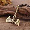 Viking Axe Necklace for Men Norse Runes Compass Pendant Vintage Amulet Jewelry Male Boy Gifts