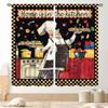 Retro Tableware Kitchen Text Curtain Panels,Distressed Wood Fork Spoon Sweet Home Slogan Full Print Drapes For Bakery Cafe Decor