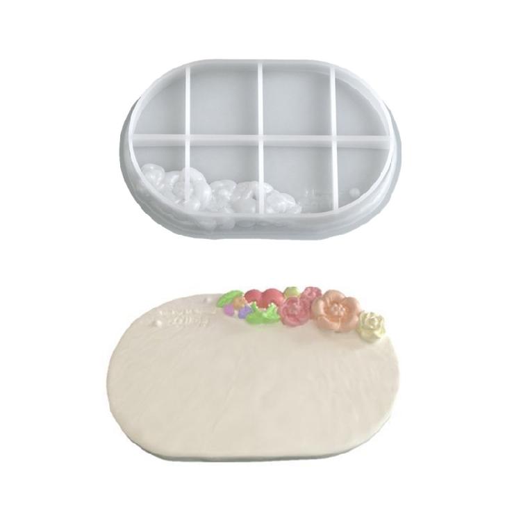 

Silicone Resin Tray Mould For Craft Projects Floral Embossed Oval Rectangle Designs
