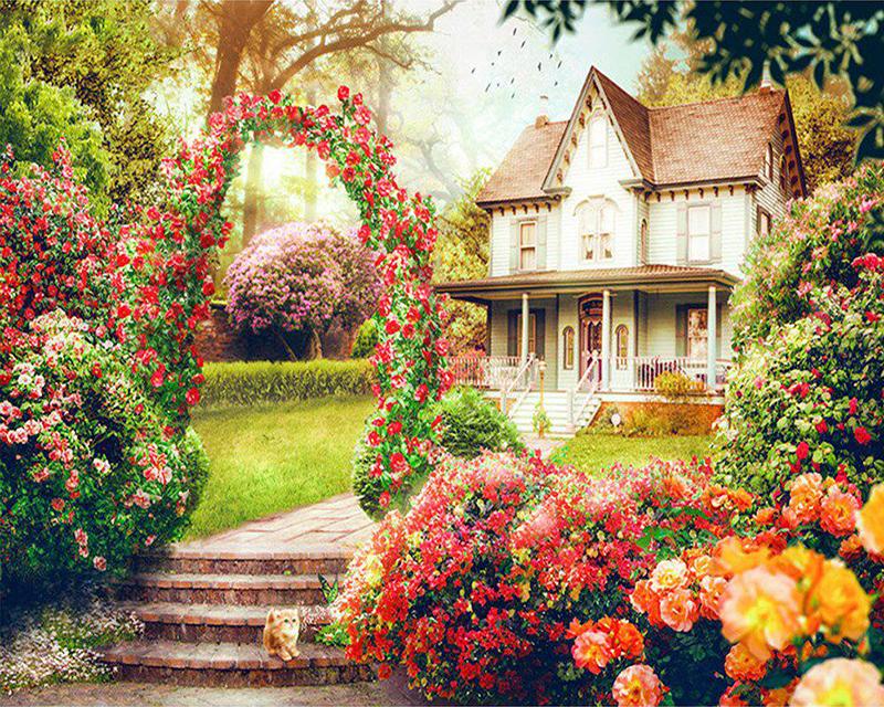 5D-Diamantstickerei zum Selbermachen, kleine Tiergeister, Bild mit Strasssteinen, Diamantmalerei, Blumen und Einhörner, Diamantmosaik, Bastelset, Heimdekoration