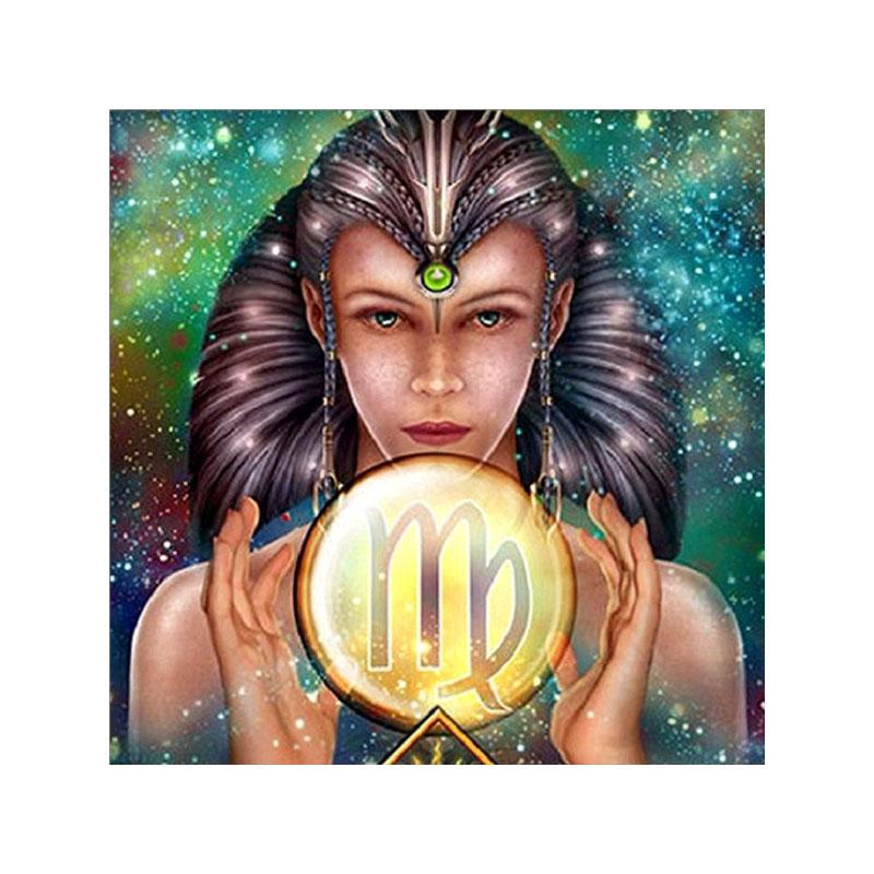 Peinture diamant 5D, cercle complet, mosaïque de dessin animé, peinture en cristal, Constellation, Art, décoration de salon et de chambre à coucher