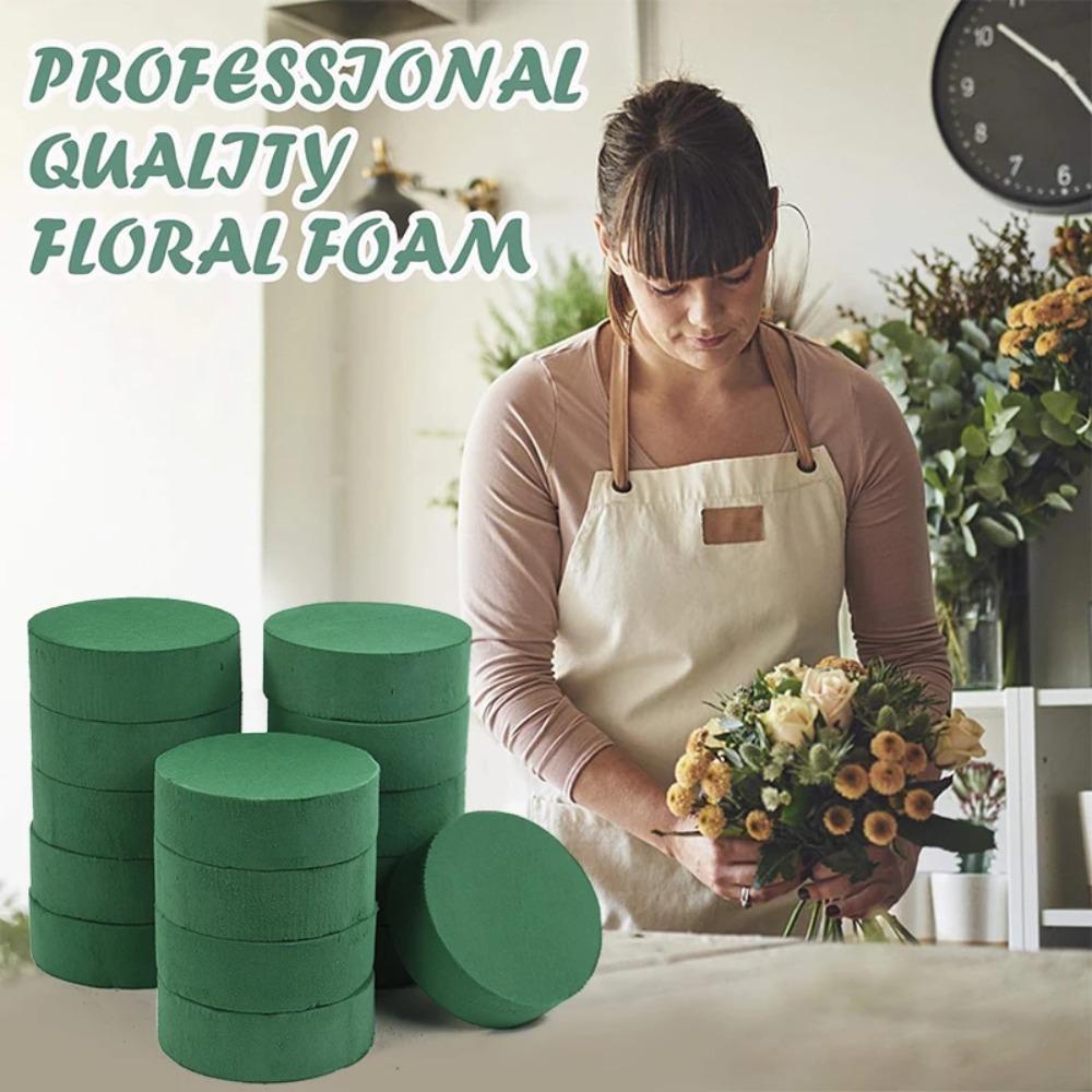 10PCS Green Floral Foam Blocks Round Artificial Flower Mud Floral Foam Brick DIY Crafts Supplies