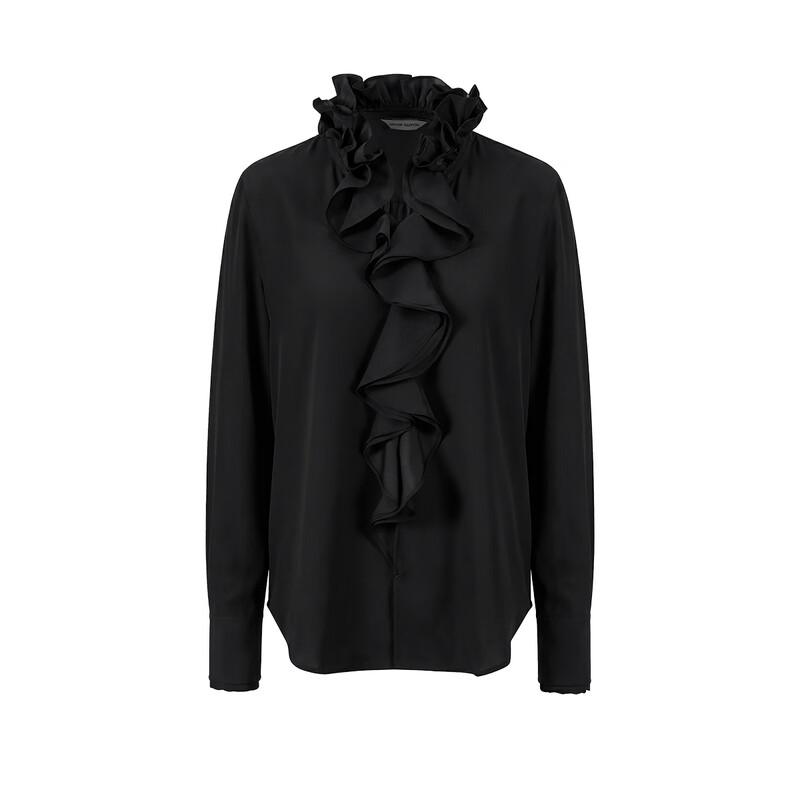 Giovanni Valentino Women's Elegant Ruffled V-Neck Chiffon Blouse