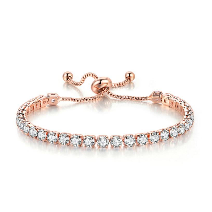 Adjustable 4MM Round Rainbow Zircon Tennis Bracelets for Women Men Fashion Silver Color Crystal Chain on Hand Trend Jewelry H133