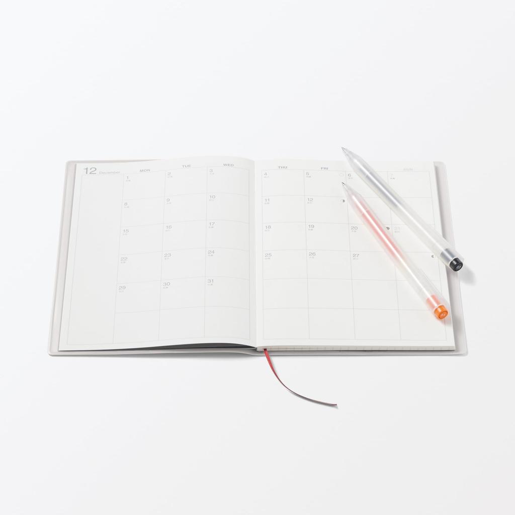 MUJI 2026 B6 Monthly Starting December White 84854316 Planner, 2025, Gray,
