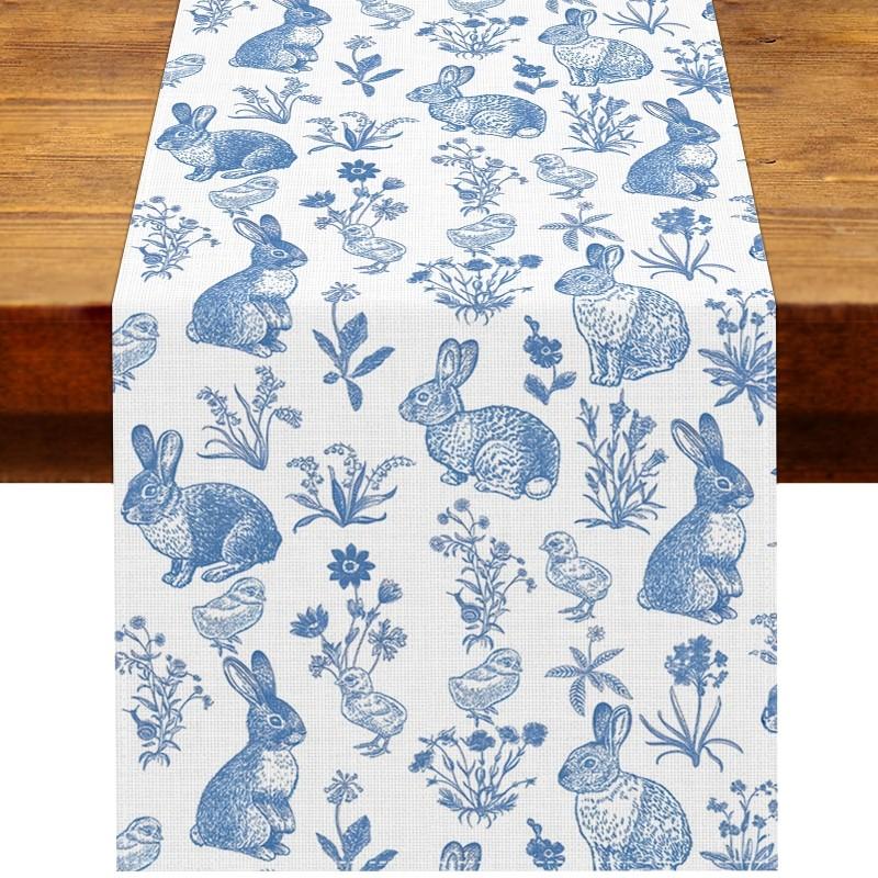 

1PCS Chinoiserie Blue Flower Linen Table Runner Reusable Dresser Scarf Kitchen Dining Table Decor Holiday Party Decor 30*180cm синий