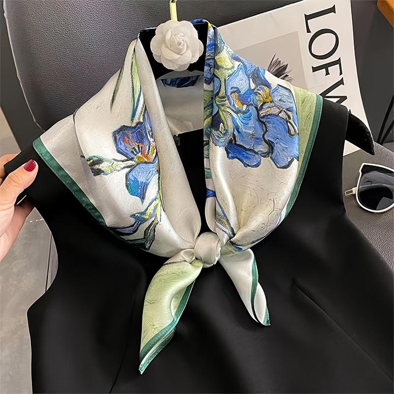 Luxury Silk Feeling Square Scarf Women  Print Satin Neckerchief Spring Hair Band Foulard Bandana Echarpe Tie Shawl Wraps