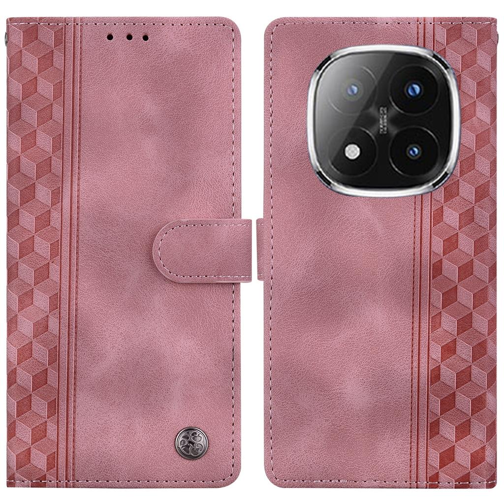 For Xiaomi Redmi Note 14 Pro+ 5G Leather Case Imprinted Checkered Pattern Wallet Stand Flip Phone Cover