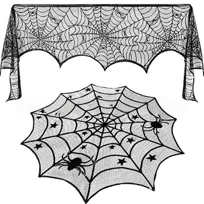 Zestaw obrusu i pokrowców na lampy na Halloween Na stół jadalny Kominki Dekoracje świąteczne Zmywalny bieżnik na stół Pokrowiec na klosz lampy