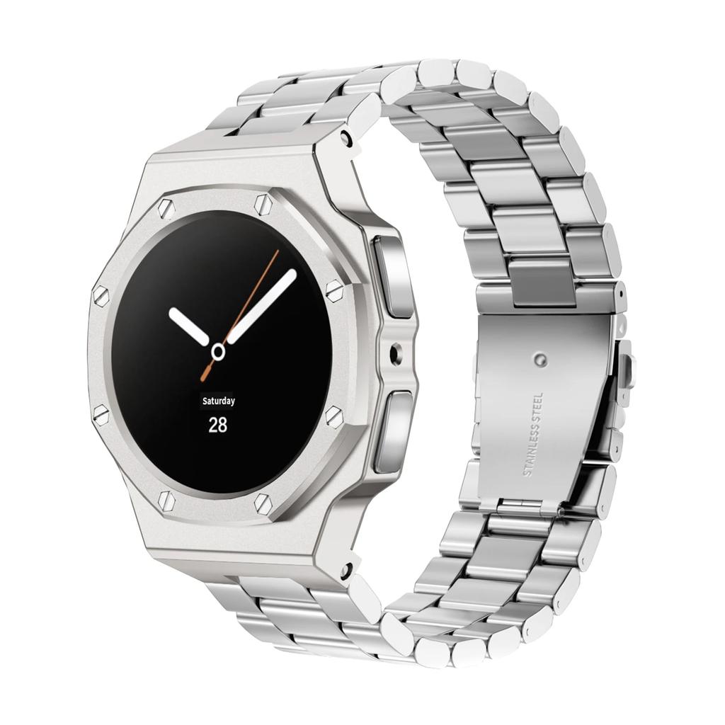 Zestaw Luksusowej Modyfikacji Do Samsung Watch 8 40mm 44mm Metalowa Koperta+Gumowy Pasek Do Watch 8 Classic 46mm Zestaw do Przeróbki Akcesoria