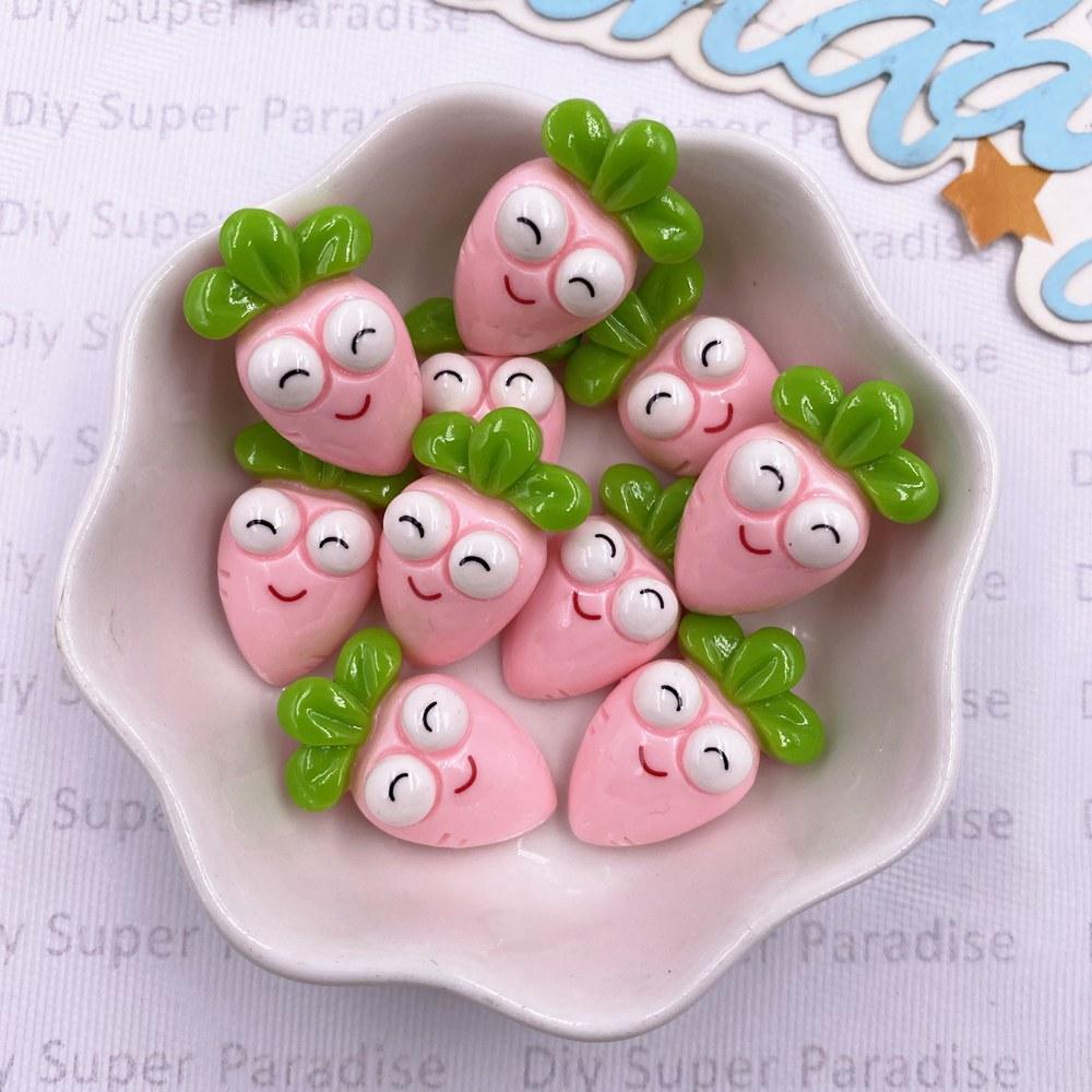12pcs Colorful Cartoon Cute Big Eyes Carrots Figurine Flatback Stone DIY Christmas Jewelry Applique Home Decor Crafts Accessorie