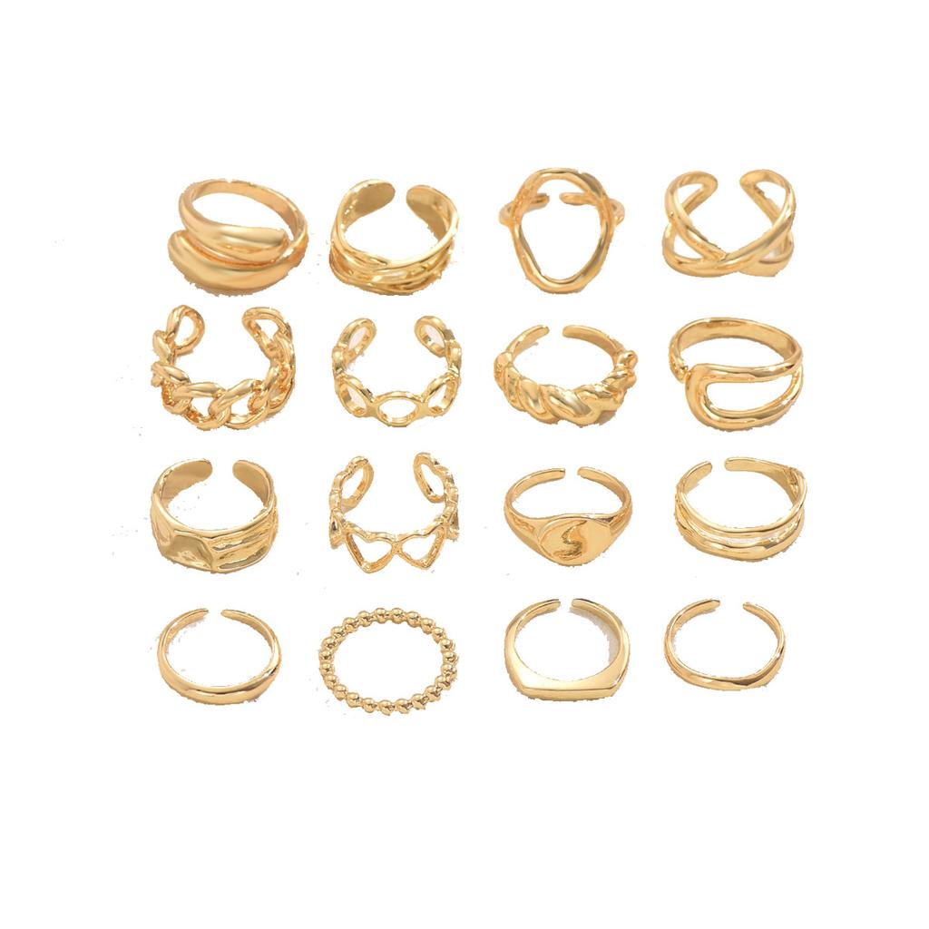 European and American Light Luxury Open Ring Women's Love Personality Niche Design Ring Set Versatile Jewelry