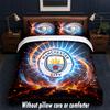 Manchester City Design Bed Bedding Set 1 Duvet Cover + 2 Pillowcases Soft Breathable Household Bed Linens