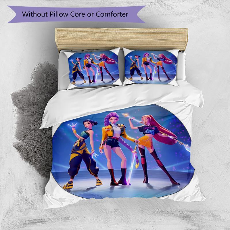 3pcs Kpop Hunter8 pattern bedding set duvet cover set includes duvet cover &pillowcases, perfect all season bedroom decoration & gift