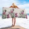 Tulip Flowers Bath Towel Botanical Floral Beach Towel Microfiber Quick Dry Portable Camping Picnic Yoga Gym Travel Sport Towels