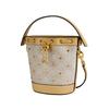 Tory Burch T Monogram Metal Heart Stud Drawstring Bucket Bag Women Handbags Ivory 161505-104