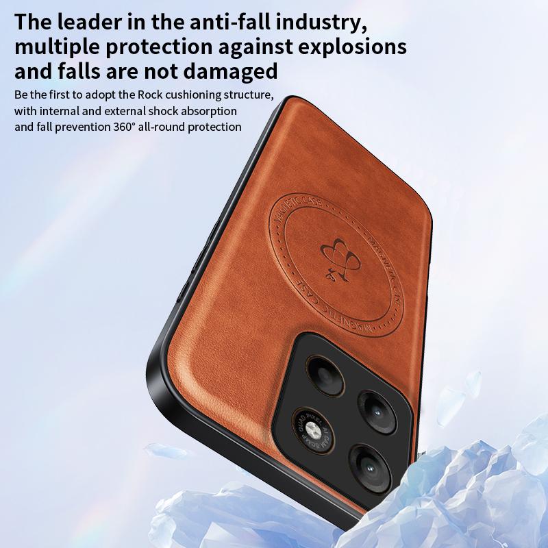 Wireless Charging Magnetic Case for Motorola Moto G05 G15 G75 G85 5G E15 Protective Cover PU Leather Hard Back Shell Coque