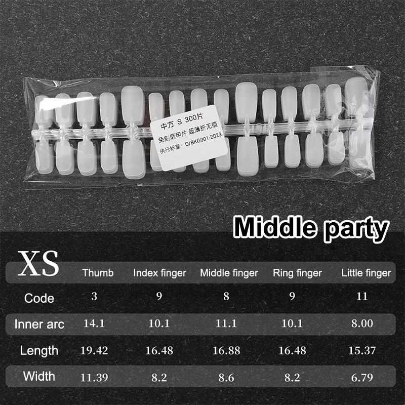 300 Pcs/Bag Fake Nail Tips Matte Coverage Transparent False Nails Tips Gel Nails Extension Diy Practice Nail Tool