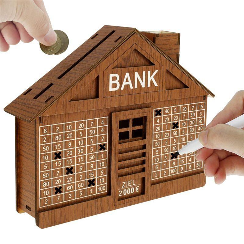 J1UL1N 2000 Euro Wooden Piggy Bank For Adults Children Piggy Bank Money Bank Wooden Crafts Reusable Piggy Bank