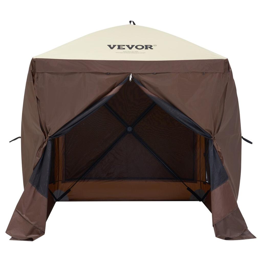 Pop Up Gazebo Tent Pop-Up Screen Tent 4 Sided Canopy Sun Shelter Brown
