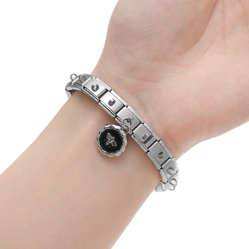 1pz Maglie Charm Italiane con Anelli Gancio Adatte per Braccialetti in Acciaio Inossidabile da 9mm per Fai da Te Accessori per la Creazione di Braccialetti