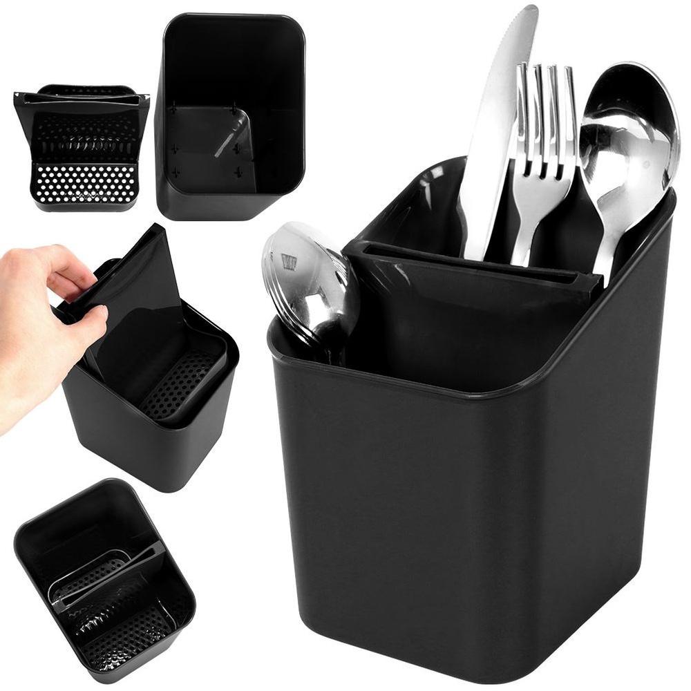 Cutlery Drainer Rack Organizer Vilde Black 14x11x16cm