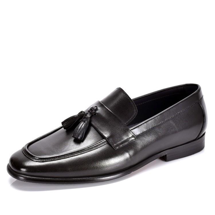 Men's Genuine Leather Tassel Loafers: Business Casual & Wedding Slip-on Shoes