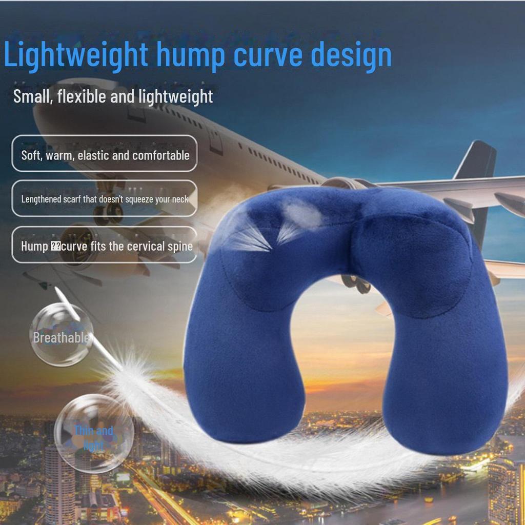 U-shaped Camelback Travel Pillow: Inflatable Neck Support for Airplane Journeys