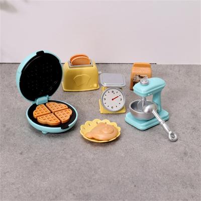 Minyatür Oyuncak Mutfak Kahvaltı Yedi Parça Set Yumurta Çırpıcı Mikser Ekmek Kızartma Makinesi Oyun Evi Bebek Evi