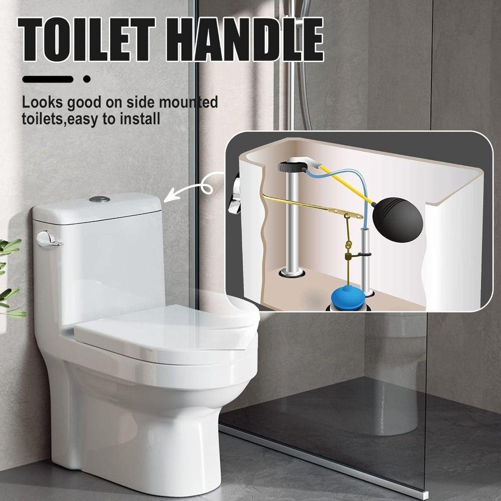 Chrome Finish Toilet Tank Flush Lever Universal Toilet Repair Handle with Nut  Bathroom Accessories