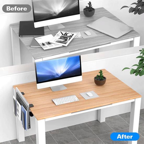 2Pcs Einstellbare Schreibtisch Seite Laptop Montieren Lagerung Organizer Starke Last-lager Metall Hängen