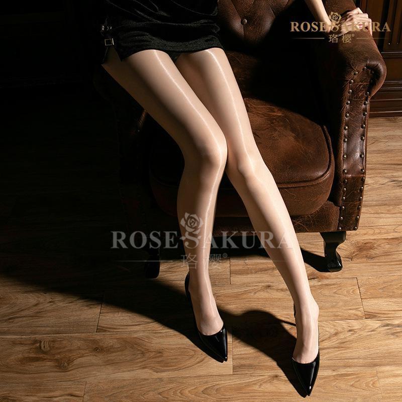 Ultra Thin See-Thruogh Seamless Crotch Oily Shine Shimmery Sheer Pantyhose Silky Closed/Open  Stocking.7374 Aurora Series