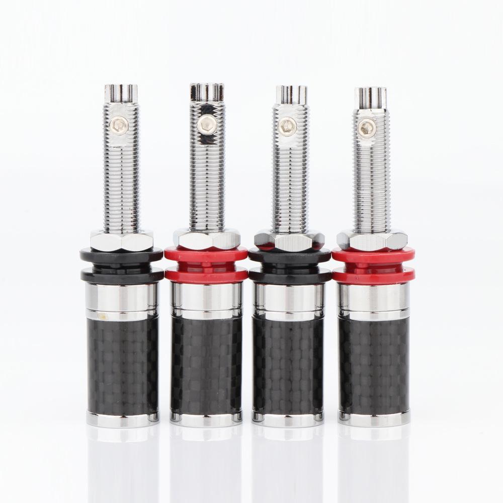 Carbon Fiber Rhodium White Gold Speaker Binding Posts & Female Sockets