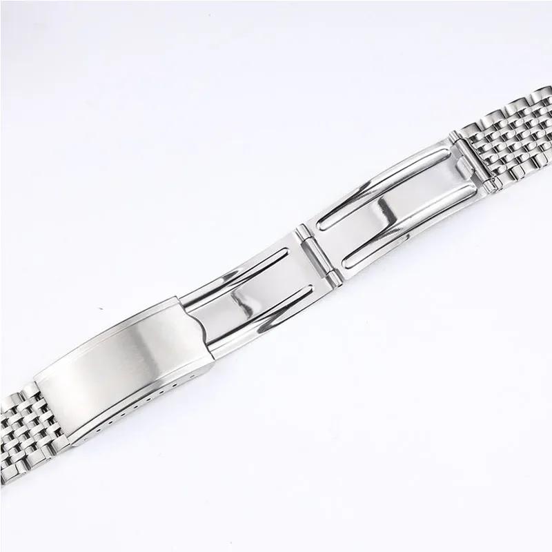 Curved End Watchband for Omega Seamaster Speedmaster DeVille Stainless Steel Strap 18mm 19mm 20mm Thin Bracelet Belt Silver Gold