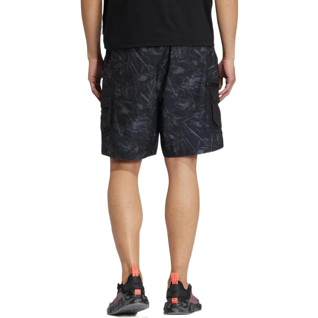 Adidas Originals Trefoil All-Over Print Button-Up Straight Shorts Men Bottoms Black HS7288