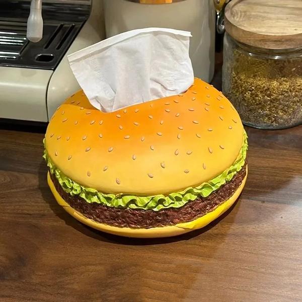 WTEMPO Creative Hamburger Shaped Tissue Box Retro Home Living Room Funny Table Decorative Ornament Tissue Holder