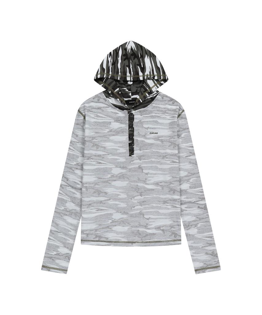 AAKAM Camo Contrast Hooded Long Sleeve (White)