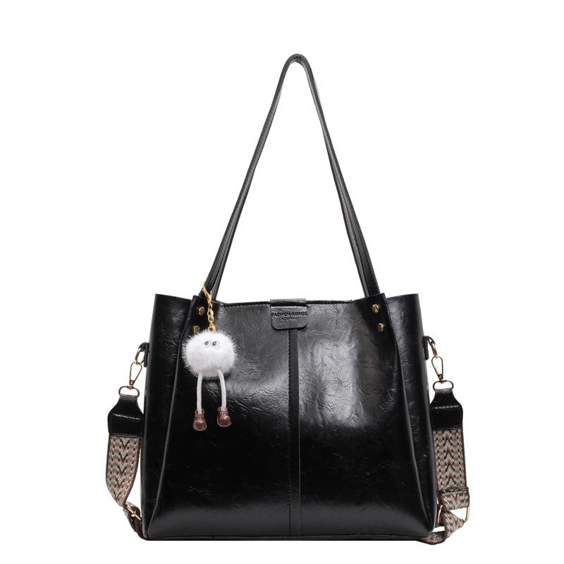 

Винтажная большая сумка-тоут женская осенне-зимняя новая сумка через плечо, сумка-мессенджер, модная универсальная сумка для работы no pendant чёрный