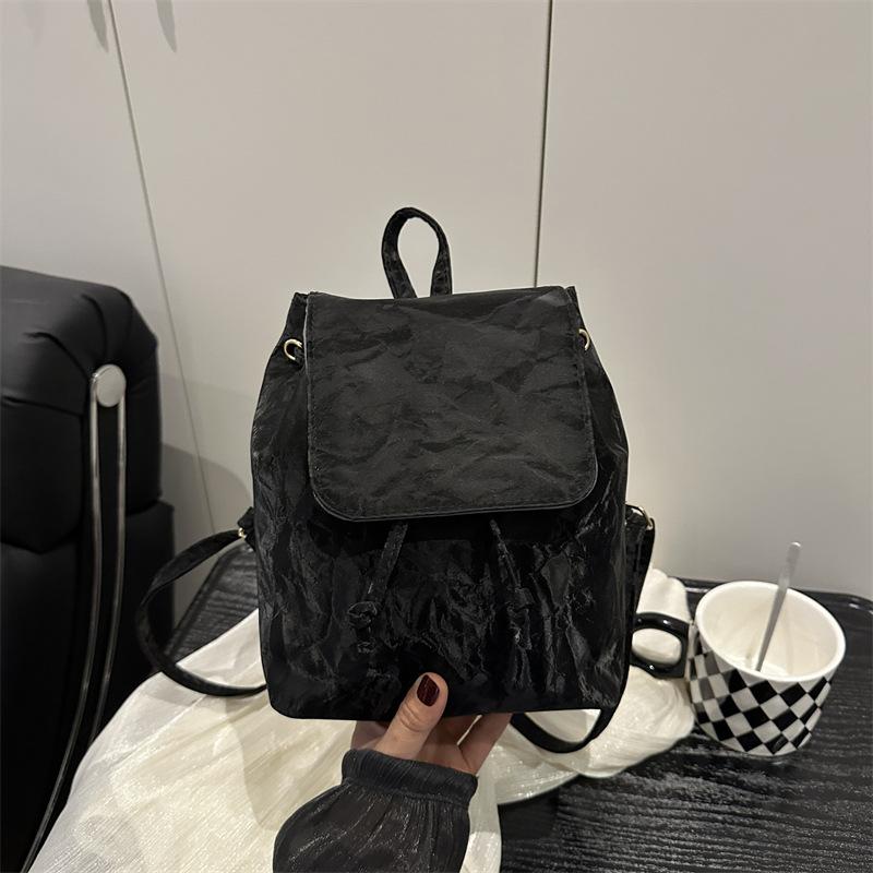 Vintage American College Style Fashion Texture Solid Color Casual Design Commuter Handheld Backpack Female