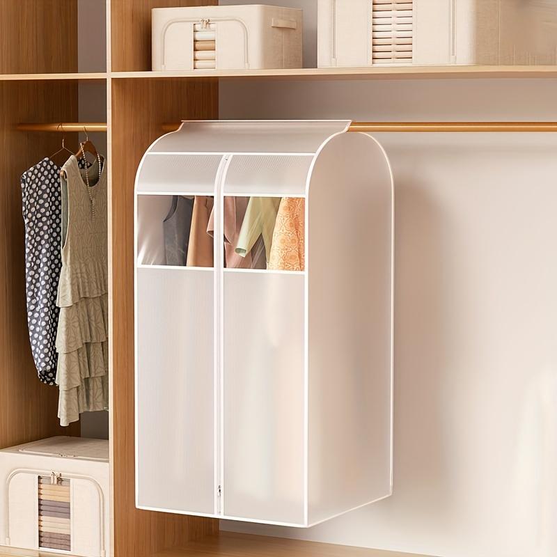 1pc Washable Transparent Garment Bag Dustproof Hanging Clothes Cover with Magic Tape Closure, Polyester Storage Organizer for Home Use