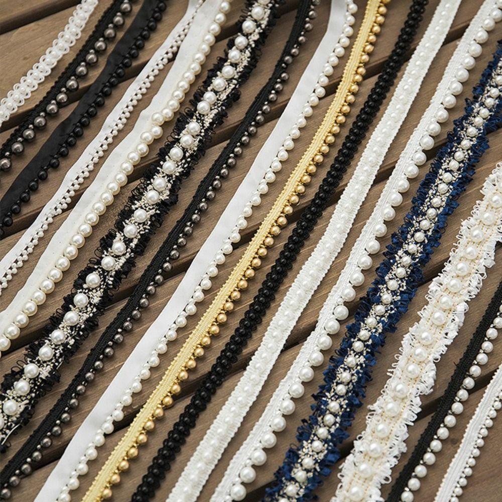 Beads Decoration Ribbon Edge Gold White Edge Trim Applique Trim Fabric Trim  Craft Projects